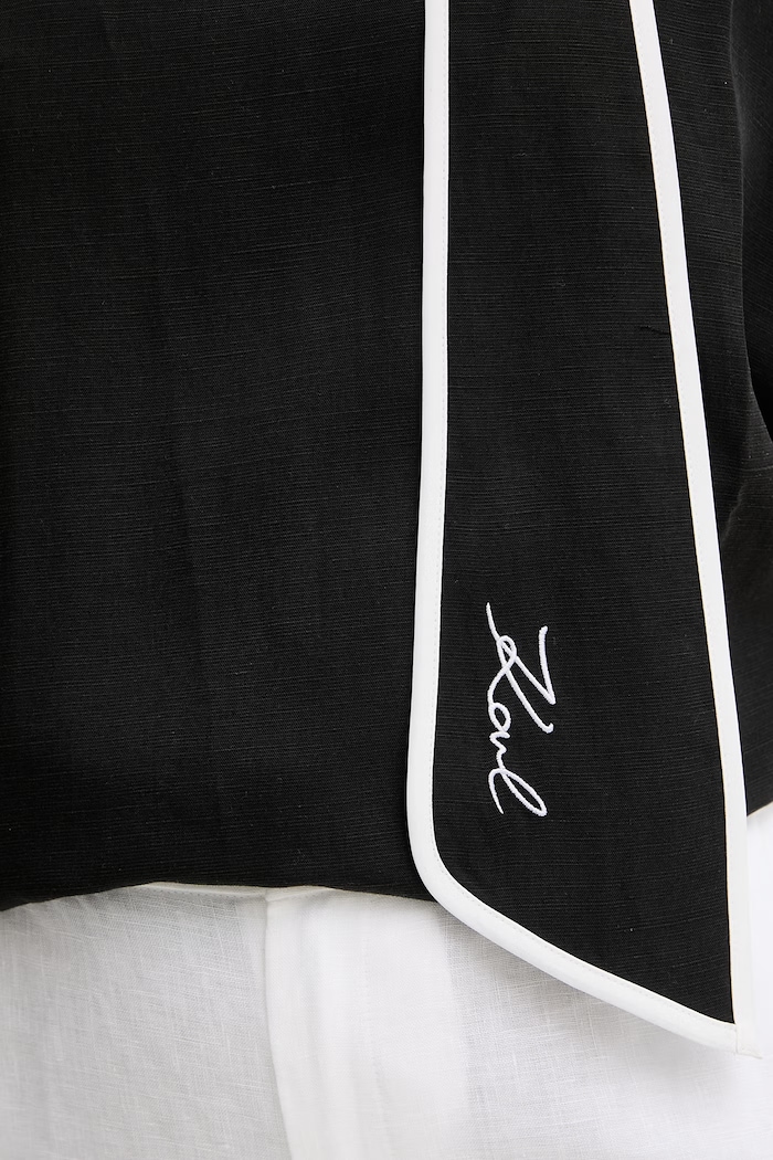 Karl Lagerfeld bluza ženska z dodatkom lanu B2W11015 črna
