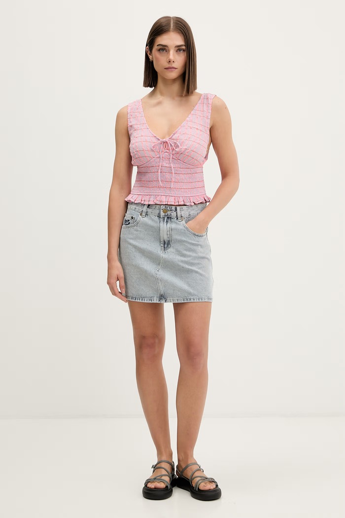 Rip Curl bluza z naramnicami ženska bombažna PARADISE CHECK TOP 076WSH vijolična SS26