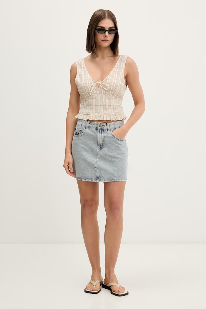 Rip Curl bluza z naramnicami ženska bombažna PARADISE CHECK TOP 076WSH bež SS26