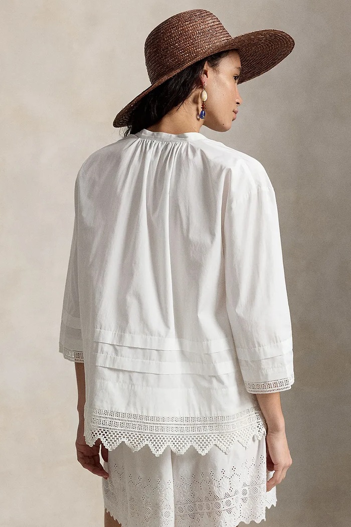 Polo Ralph Lauren bluză pentru femei, din bumbac 211A12796 alb SS26