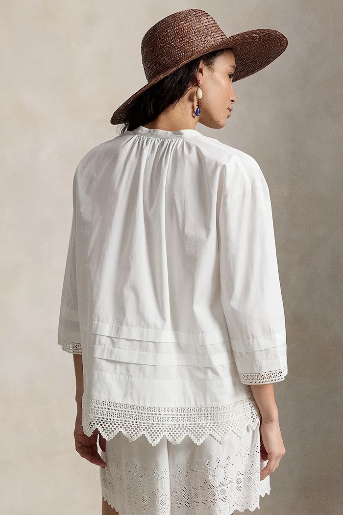 Polo Ralph Lauren bluză pentru femei, din bumbac 211A12796 alb SS26