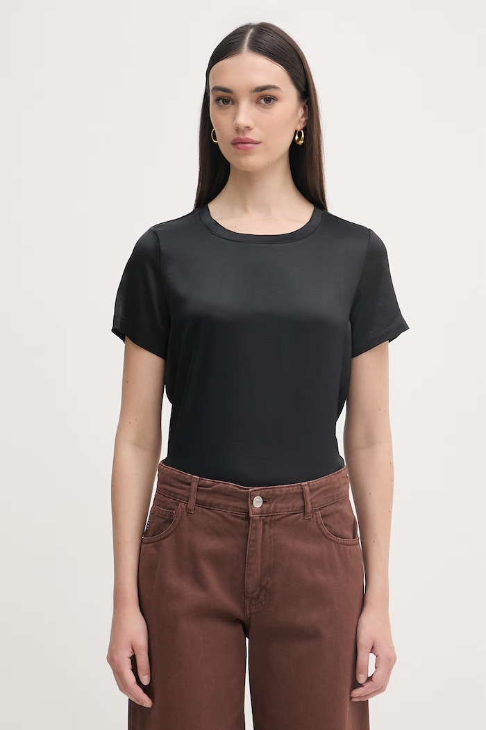 Haveone tricou basic de femei cu vâscoză negru CWG.Q005