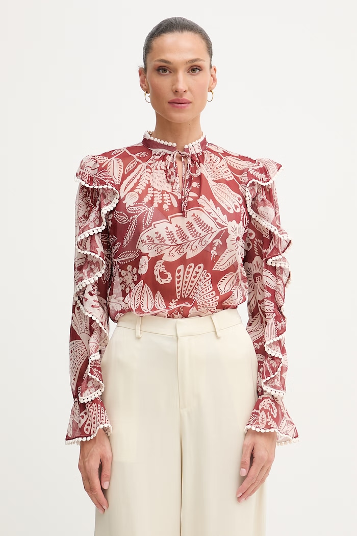 OUI bluza z volančki ženska bordo 97232