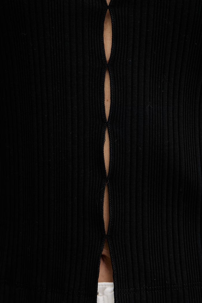 Sisley top pentru femei cu bumbac 3OJJLH01B negru