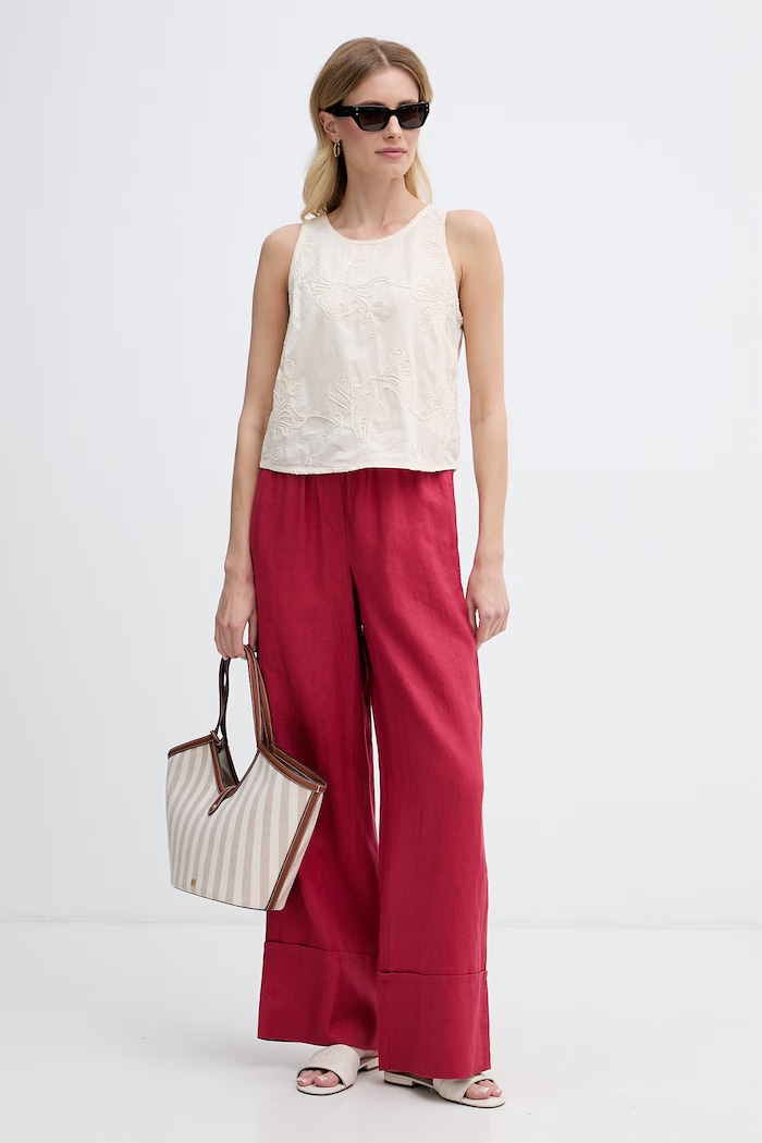 United Colors of Benetton bluză pentru femei din bumbac 5RWNDQ0EJ bej SS26