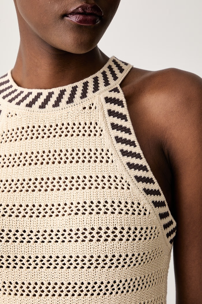 United Colors of Benetton halter bluza ženska luknjičasta 1MDDEH01K bež