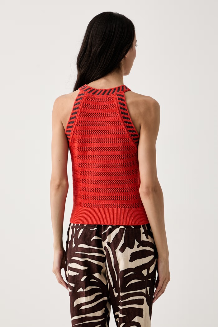 Odzież United Colors of Benetton bluzka halter damska ażurowa 1MDDEH01K czerwony