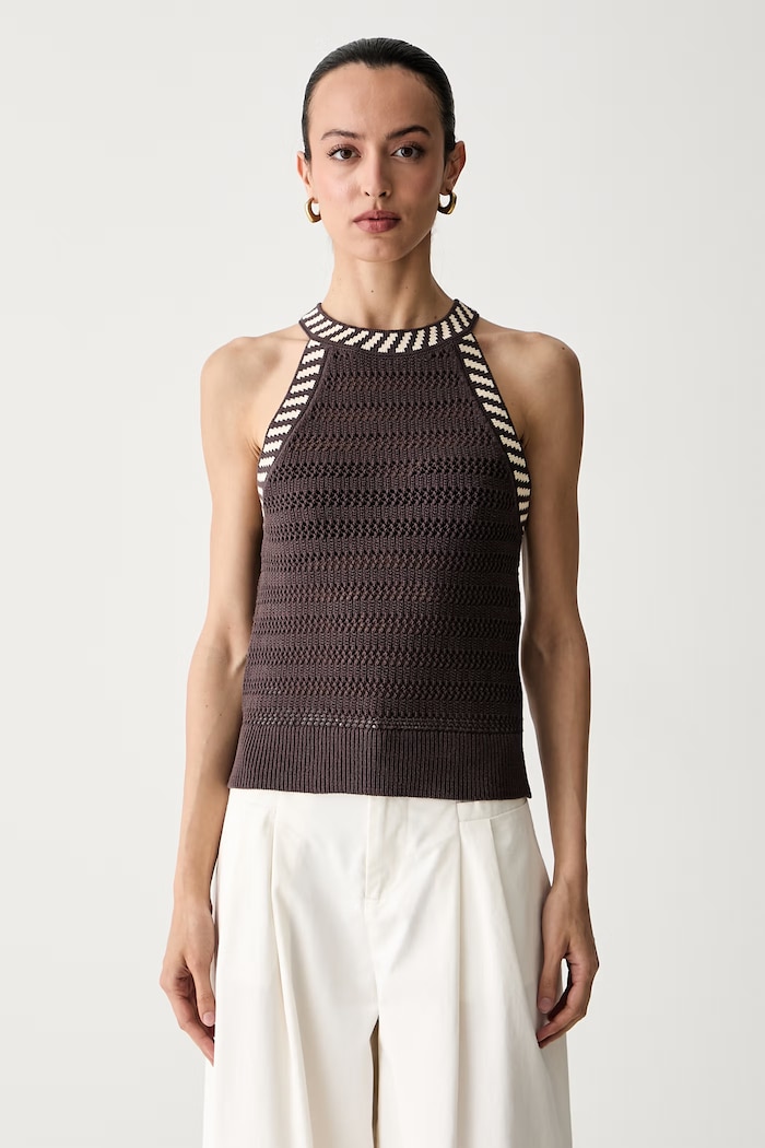 United Colors of Benetton halter γυναικεία openwork καφέ 1MDDEH01K