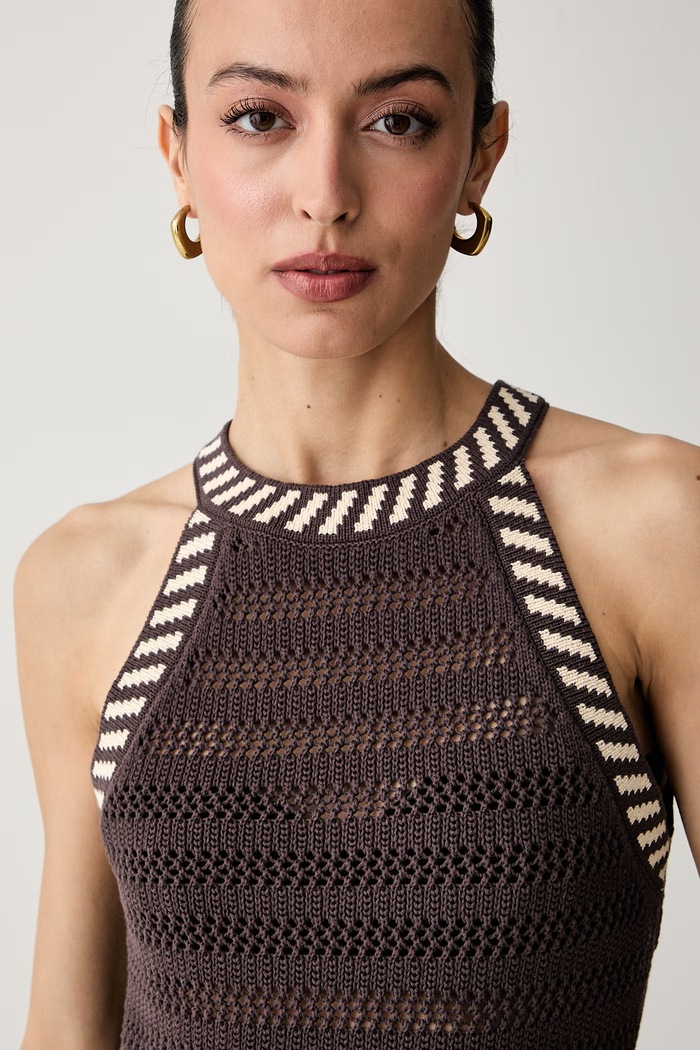 United Colors of Benetton halter γυναικεία openwork καφέ 1MDDEH01K