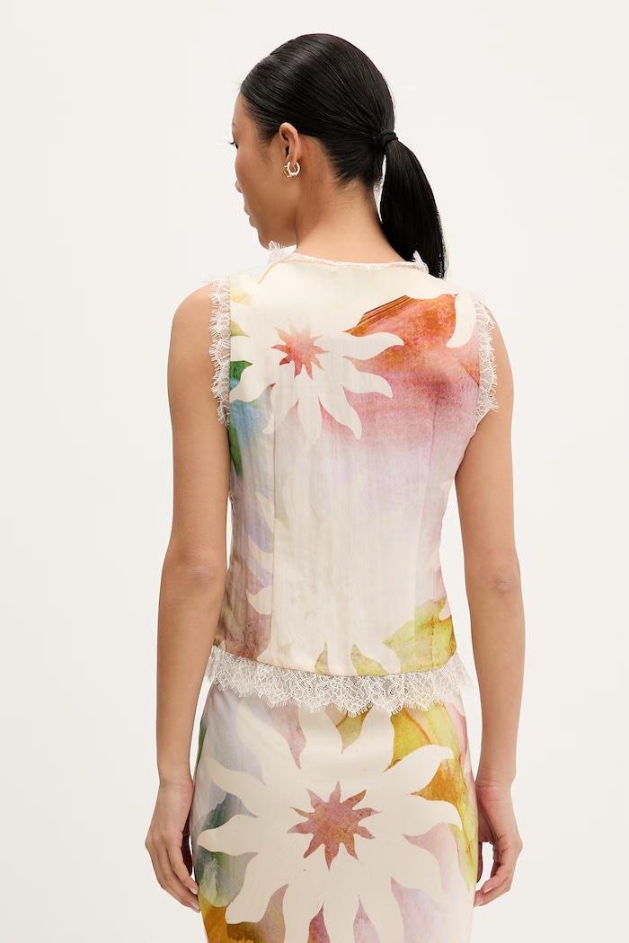 Odzież Never Fully Dressed top damski z lyocellem NFDTO2166 beżowy