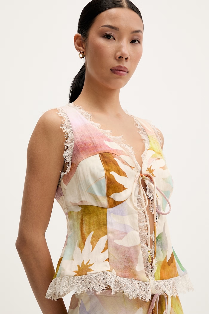 Never Fully Dressed top damski z lyocellem beżowy NFDTO2166