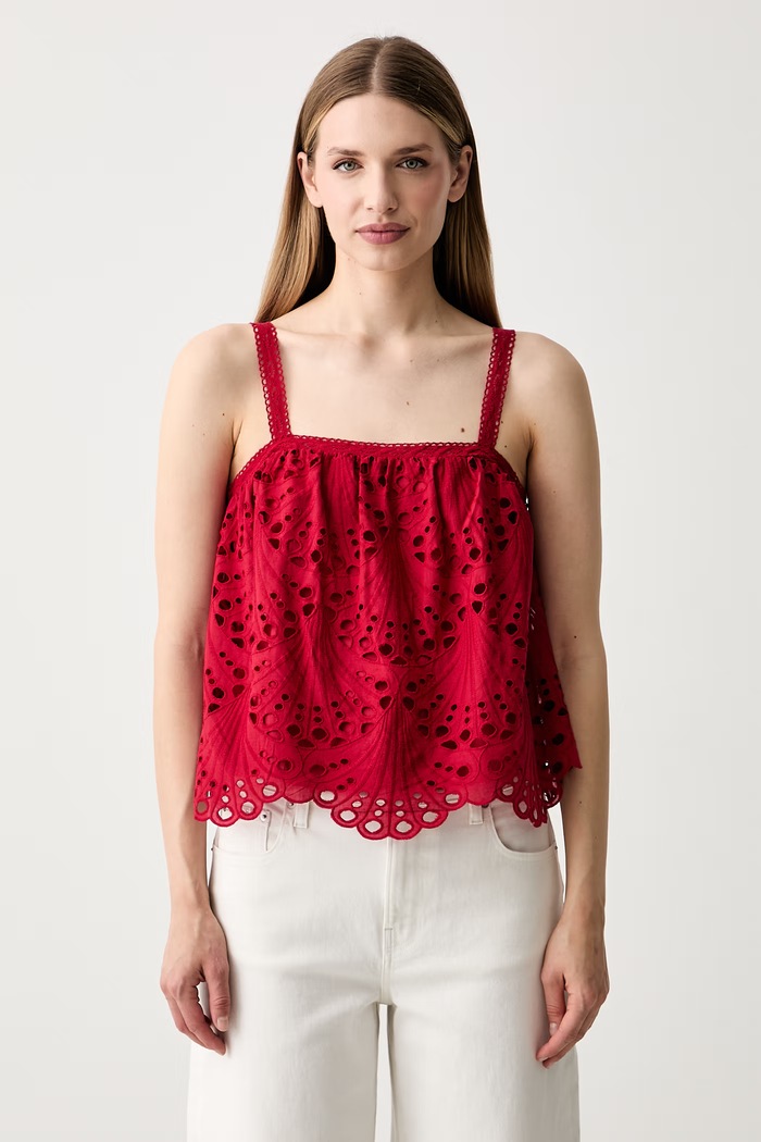 Hoss Intropia top damski bawełniany czerwony 5873411