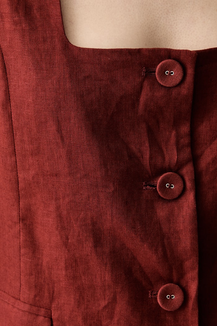 Pedro del Hierro kamizelka jednorzędowa damska lniana 7653732 pomarańczowy
