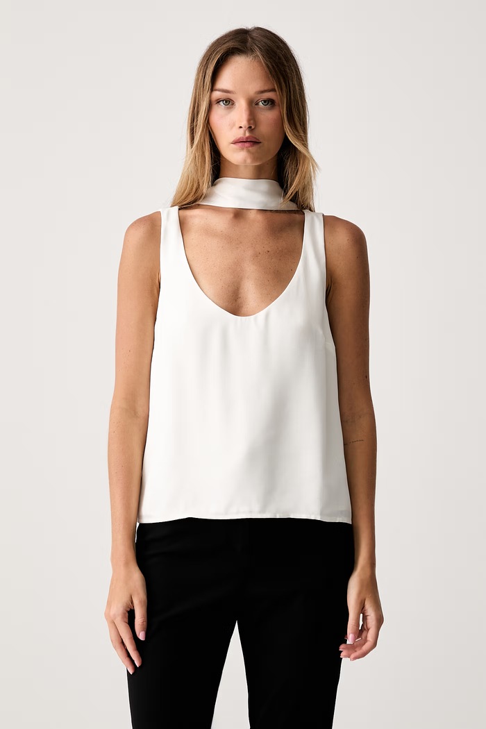 Le Privé blúzka s ramienkami dámska z viskózy PAULETTE TOP BLANC biela LP00769
