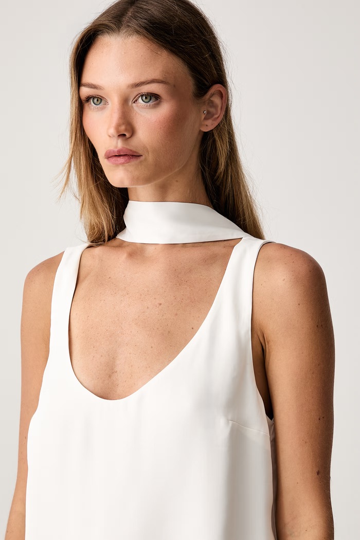 Le Privé bluzka na ramiączkach damska z wiskozy PAULETTE TOP BLANC LP00769 biały