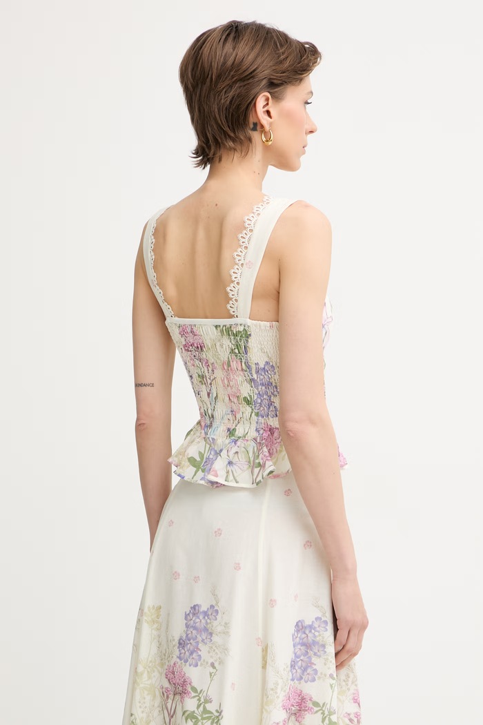 Odzież Charo Ruiz Ibiza top damski z bawełną Floret 266101. beżowy