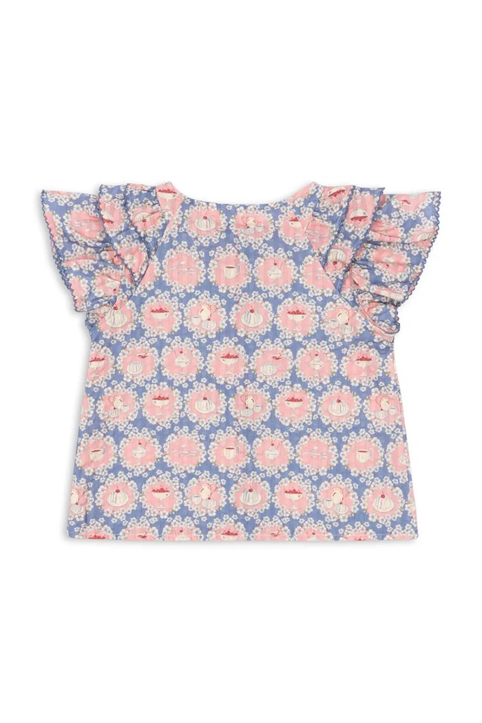 Dievča Detská bavlnená blúzka Konges Sløjd KIM FRILL SS SHIRT GOTS KS104906.PPY2 viacfarebná