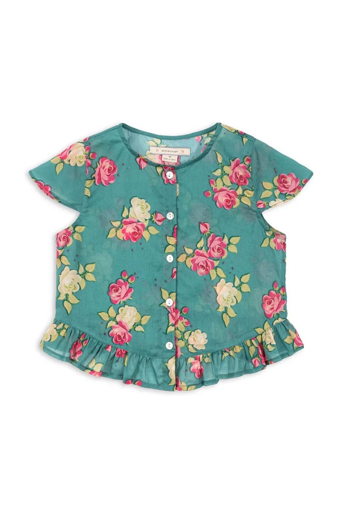 Konges Sløjd μπλούζα με βολάν παιδική βαμβακερή VIOLA FRILL TOP GOTS KS105577.PPY2 πράσινο SS26