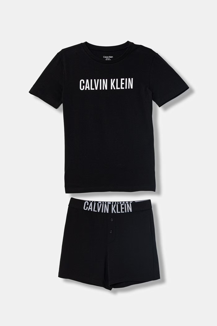 Calvin Klein Underwear πυτζάμες δύο τεμαχίων παιδικές βαμβακερές με ελαστάν μαύρο B70B700515.PPY2