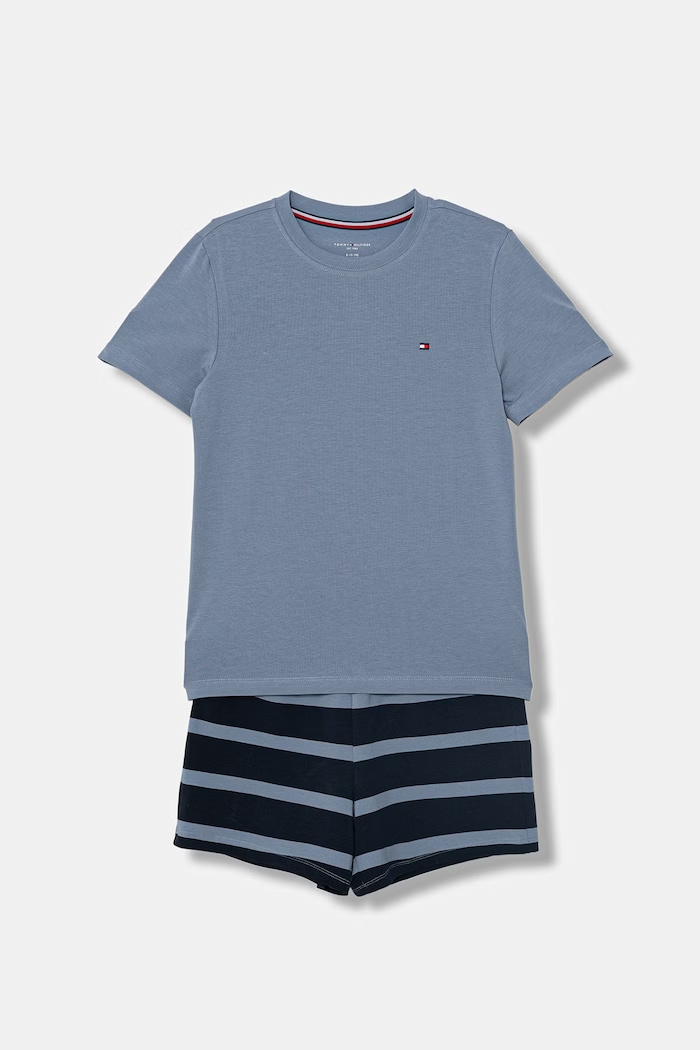 Tommy Hilfiger cămașă de pijama pentru copii din bumbac albastru UB0UB00575.PPY2