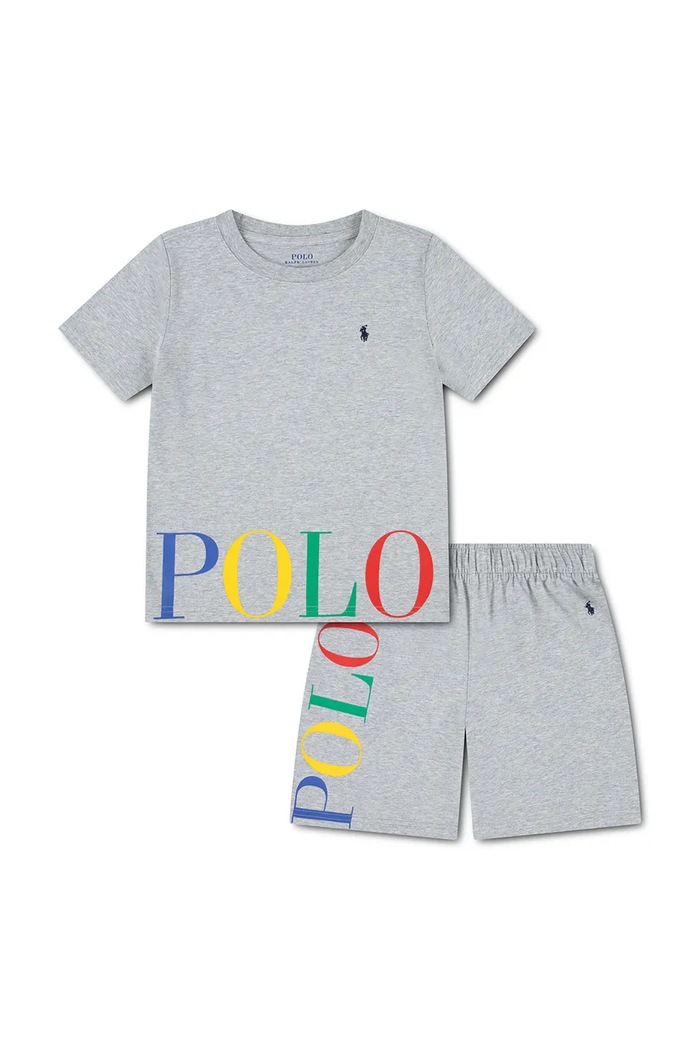 Polo Ralph Lauren dvodelna pižama otroška bombažna z elastanom siva 9P0287
