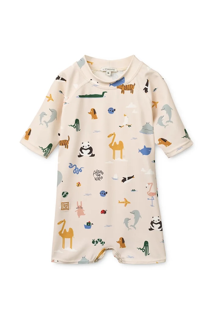 Liewood kombinezon plażowy dziecięcy Thor Baby Swim Jumpsuit LW19672.PPY2 beżowy SS26