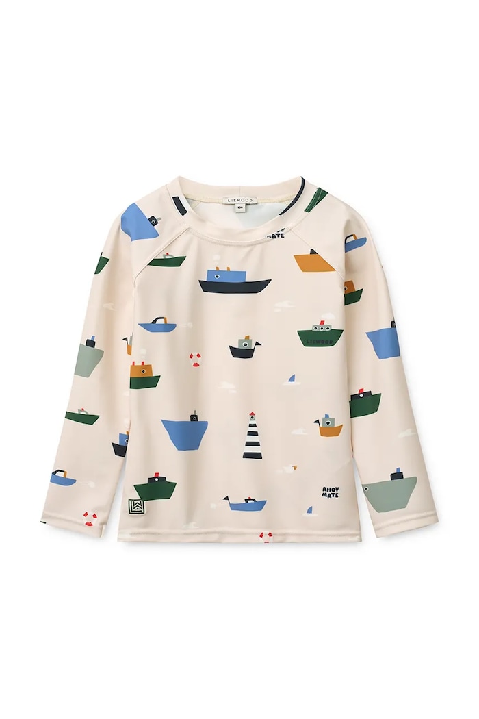 Liewood longsleeve de baie pentru copii Noah Printed longsleeve Swim Tee bej LW19977.PPY2