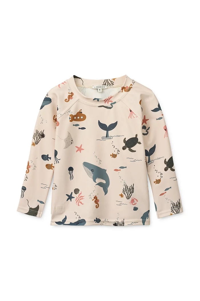 Liewood longsleeve de baie pentru copii Noah Printed longsleeve Swim Tee bej LW19977.PPY2
