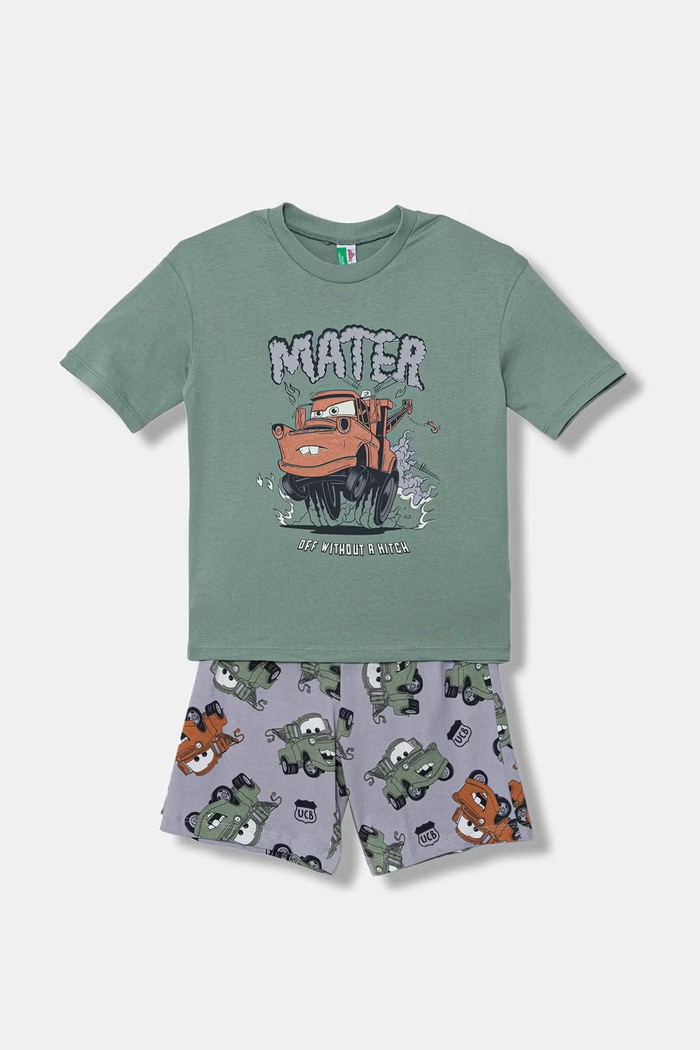 United Colors of Benetton detské dvojdielne bavlnené pyžamo zelená 30960P09V.G.Stagionale