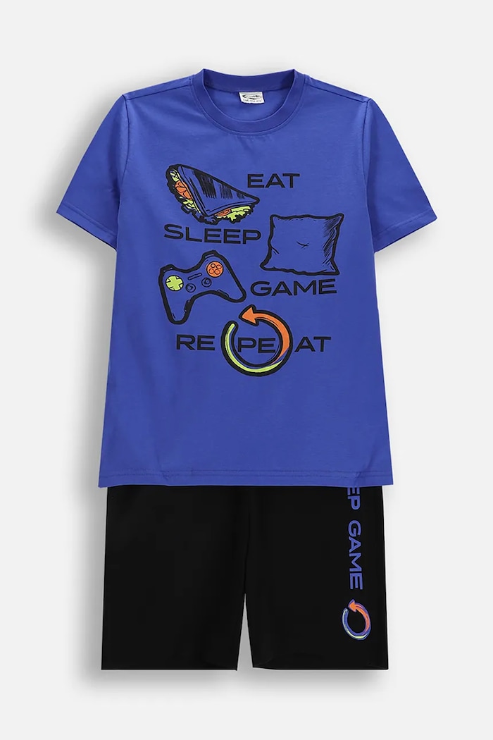 Coccodrillo pijama pentru copii, din bumbac albastru WC6448214PJS