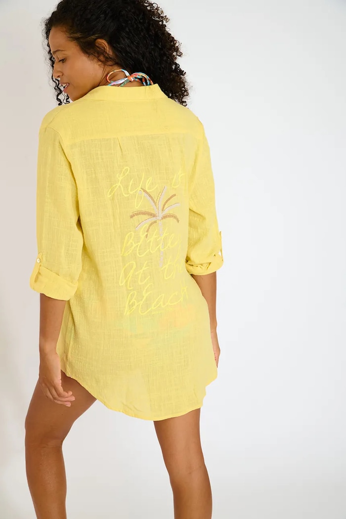 Banana Moon Бавовняна пляжна сорочка Banana Moon Zelena GAREL.ZELENA жовтий SS26