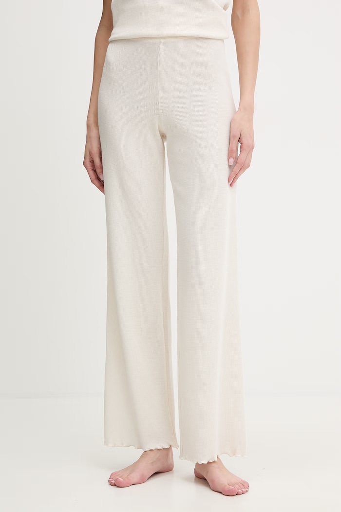 BOSS spodnie piżamowe Cosy Waffle Pants dzianina beżowy 50557176