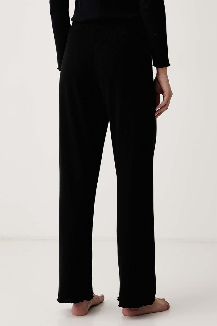 Oblačila BOSS Spodnji del pižame ženski z bombažem Cosy Waffle Pants 50557176 črna