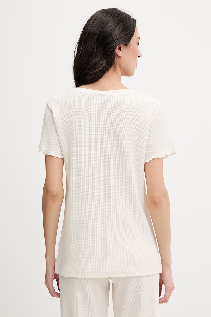 Oblečenie BOSS pyžamové tričko dámske s modalom Cosy Waffle T-Shirt 50557177 béžová