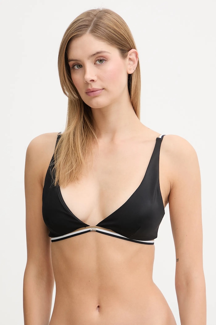 Bikini top BOSS ICONIC TRIANGLE απλικέ μαύρο 50556649