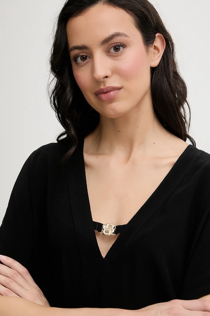 BOSS bluză de plajă Double B Top negru 50557041