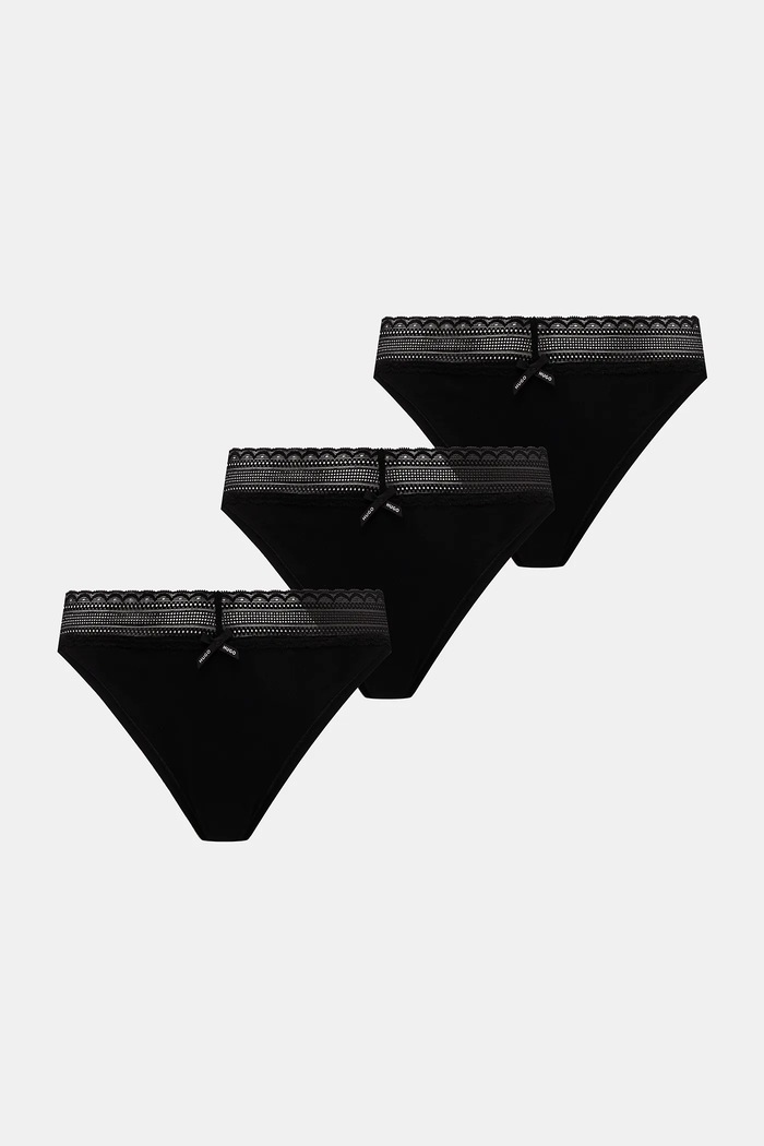 Σλιπ HUGO TRIPLET LACE BRIEF 3-pack απλικέ μαύρο 50557200