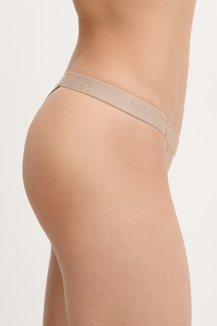 HUGO tangá dámske SARTORIAL STRING 50557225 béžová SS26