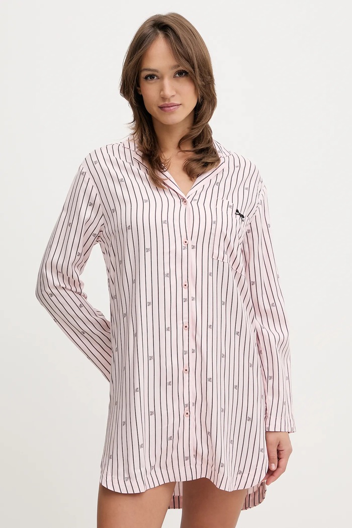 HUGO koszula nocna SARTORIAL SLEEPSHIRT drobny wzór różowy 50556665