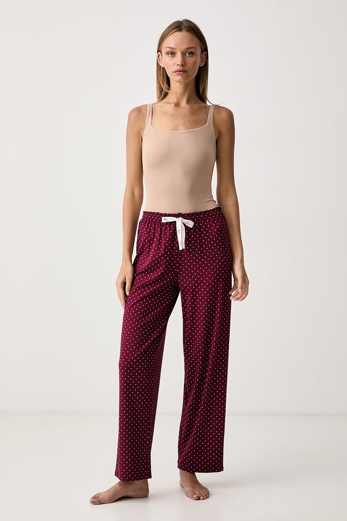 HUGO Spodnie piżamowe damskie z modalem CASUAL PANTS 50556937 czerwony SS26