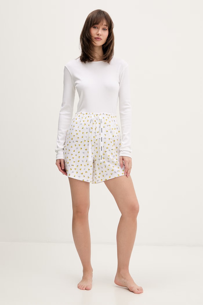 HUGO szorty piżamowe damskie z modalem CASUAL SHORTS 50556938 beżowy SS26