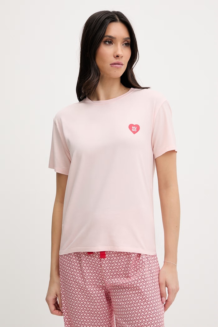 HUGO tričko dámske s modalom CASUAL T-SHIRT ružová 50556981
