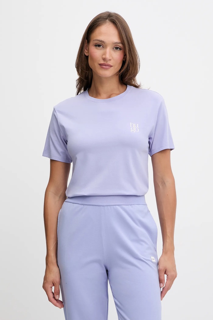 HUGO T-shirt damski z modalem CASUAL T-SHIRT fioletowy 50556981