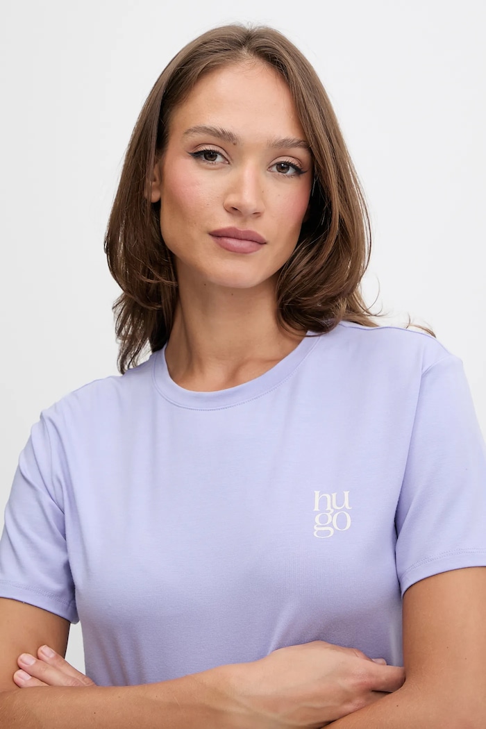 HUGO T-shirt damski z modalem CASUAL T-SHIRT fioletowy 50556981