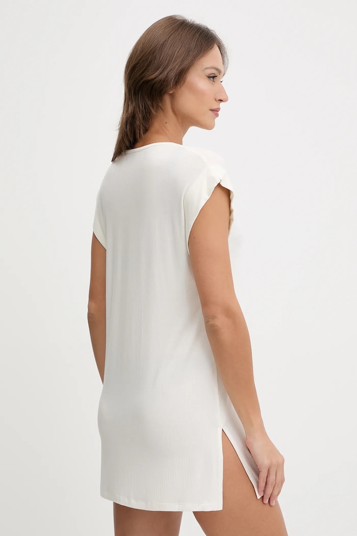 HUGO sukienka plażowa SIGNATURE B. DRESS 50555745 beżowy SS26