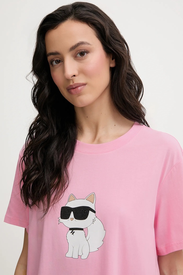 Nočná košeľa Karl Lagerfeld IKON ružová B1W45003