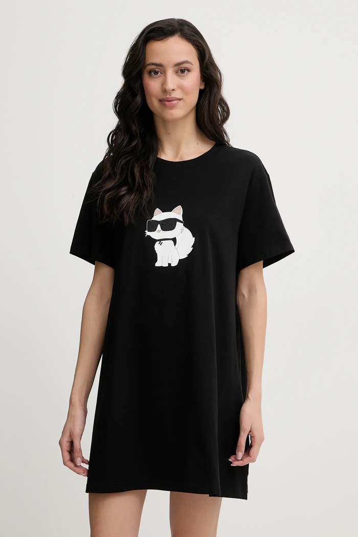 Karl Lagerfeld cămașă de noapte IKON print negru B1W45003