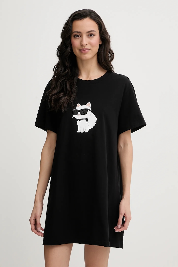 Karl Lagerfeld cămașă de noapte IKON print negru B1W45003