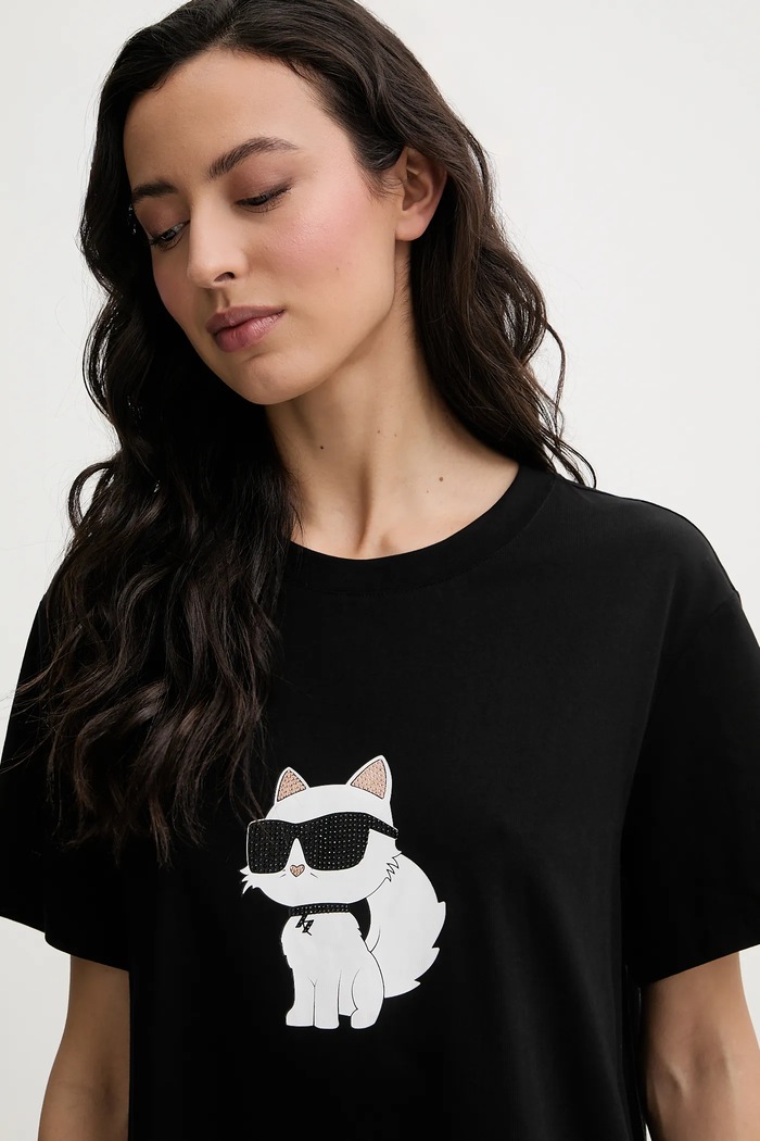Karl Lagerfeld cămașă de noapte IKON negru B1W45003
