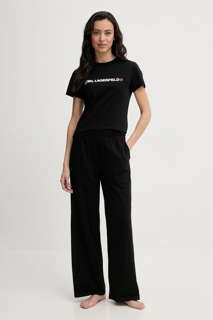 Karl Lagerfeld piżama bawełniana IKON nadruk czarny B1W45004